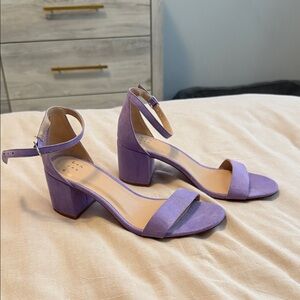 Purple Ankle Strap Kitten Heels